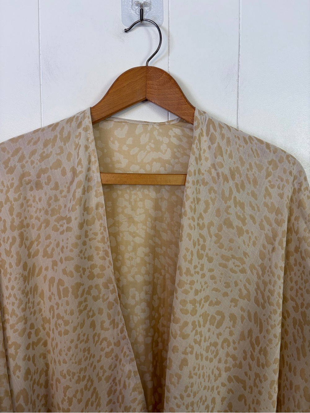 Tommy Bahama Leopard Print Kimono Swim Cover Up Beige Cotton Fringe Boho New NWT - Picture 3 of 7